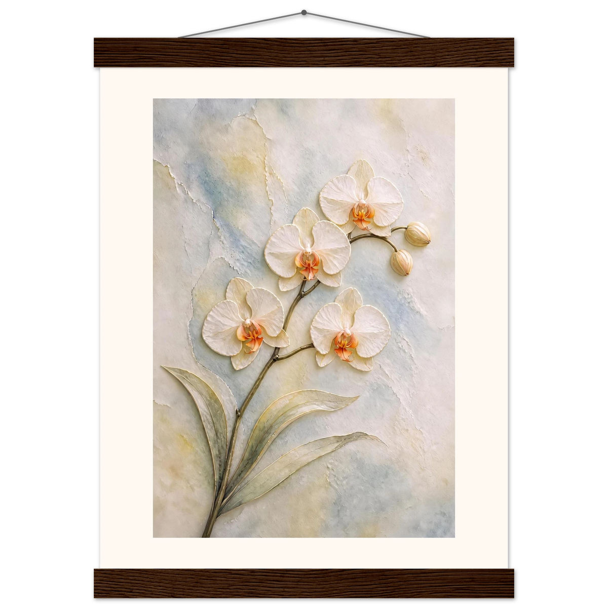 Porcelain Orchid: flowers and botanical. Fine art poster, alternate frame and size.