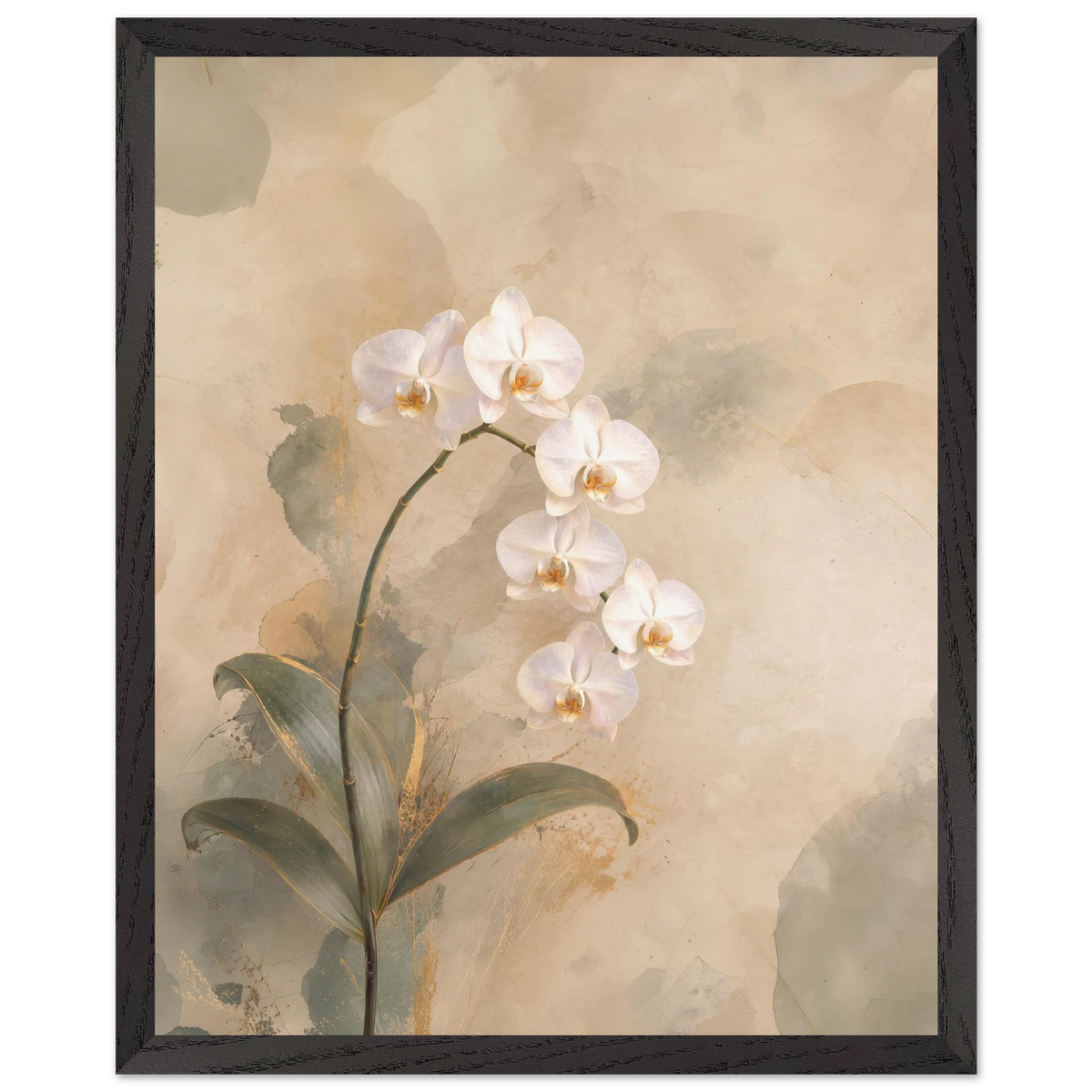 Orchid Luminance: botanical, pale gold and floral art. Framed fine art print by The Light Stays.