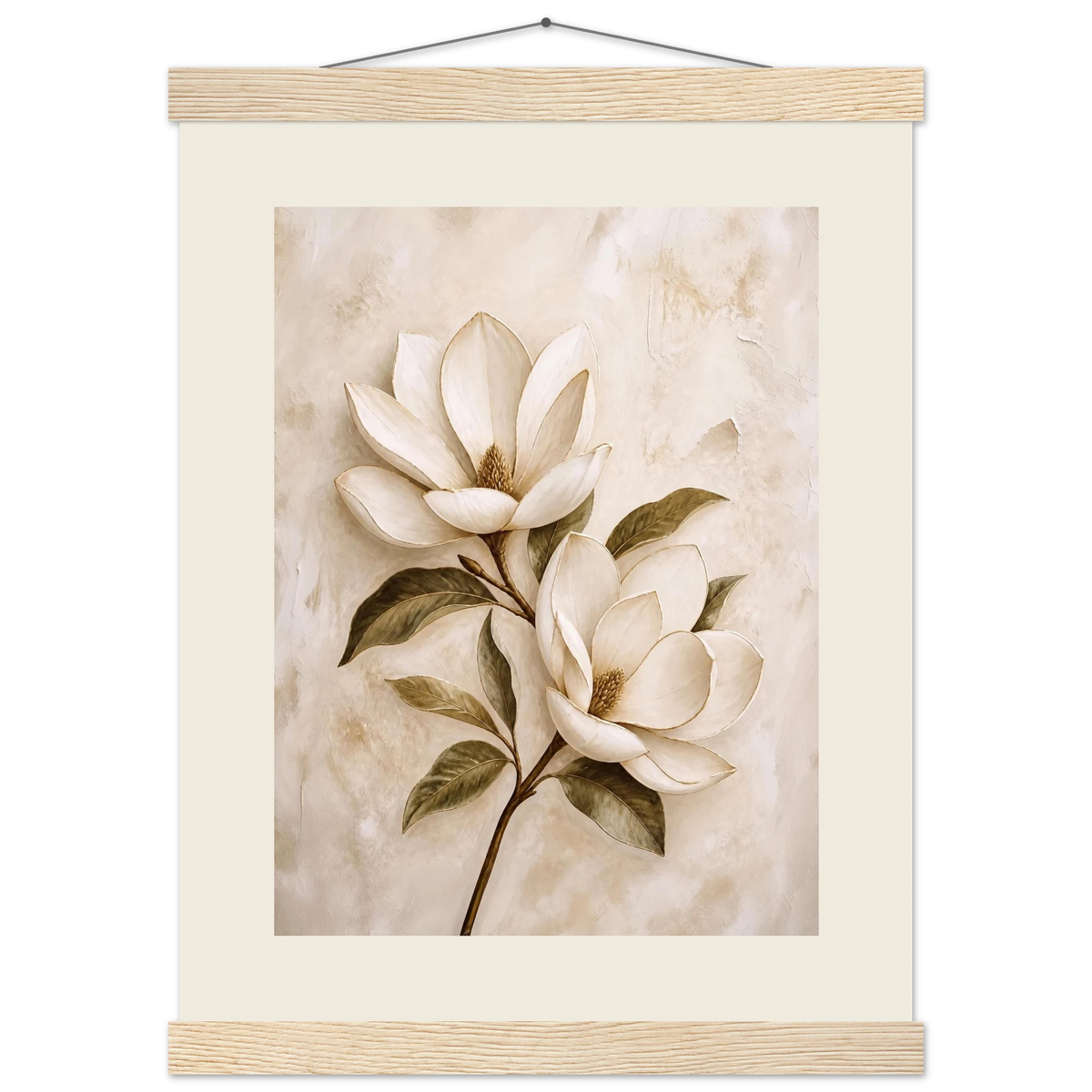 Gilded Magnolia: flowers and botanical. Fine art poster.