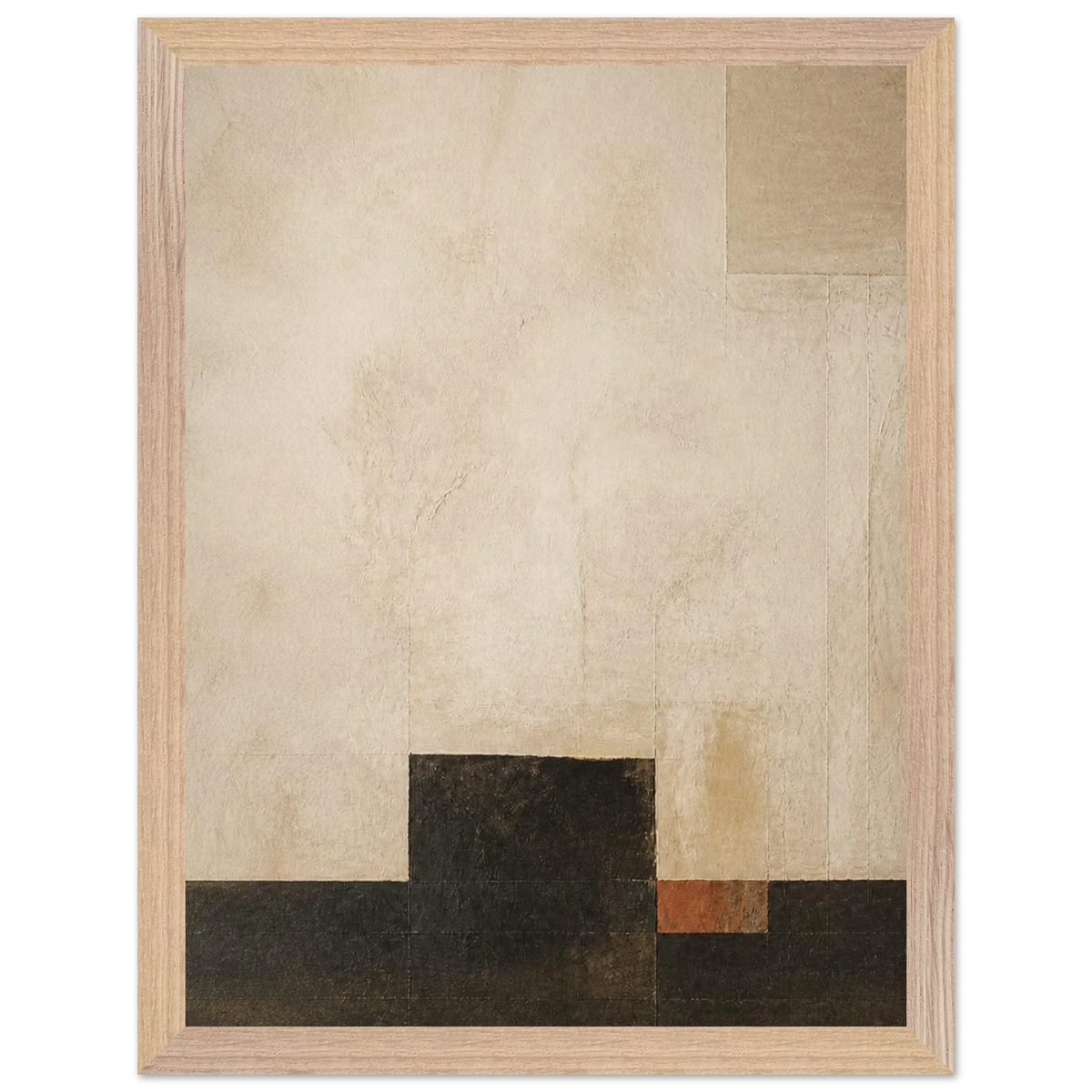 Limewash Triptych, Panel I of III: abstract, mineral texture and neutral tones. Framed fine art print by The Light Stays.
