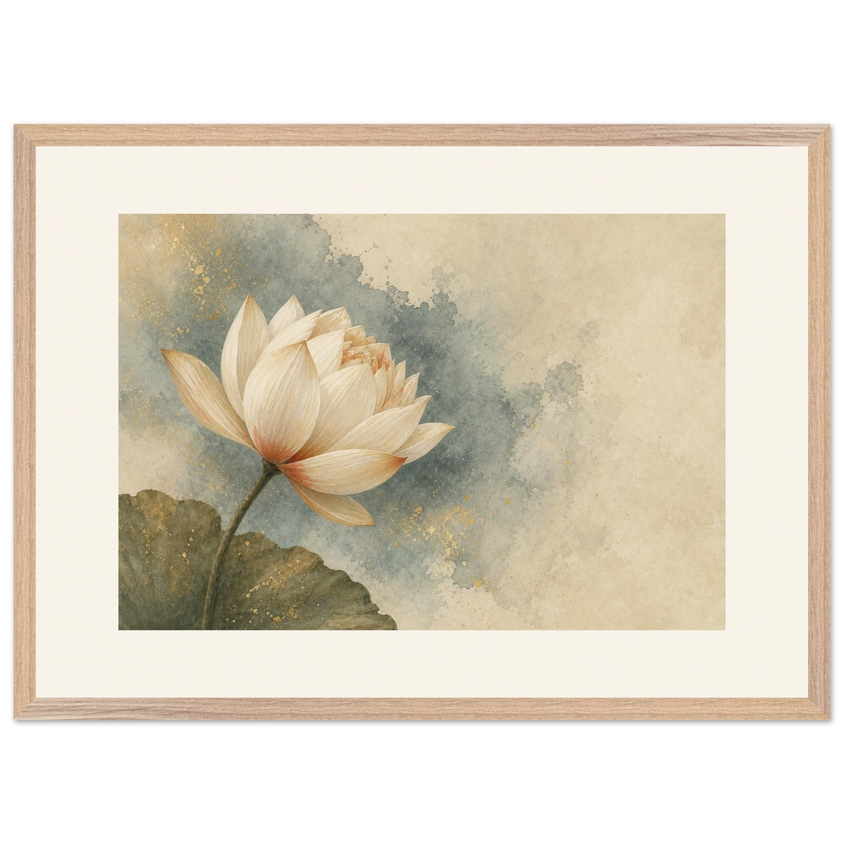 First Lotus Light: flowers and botanical. Museum-quality framed fine art print.