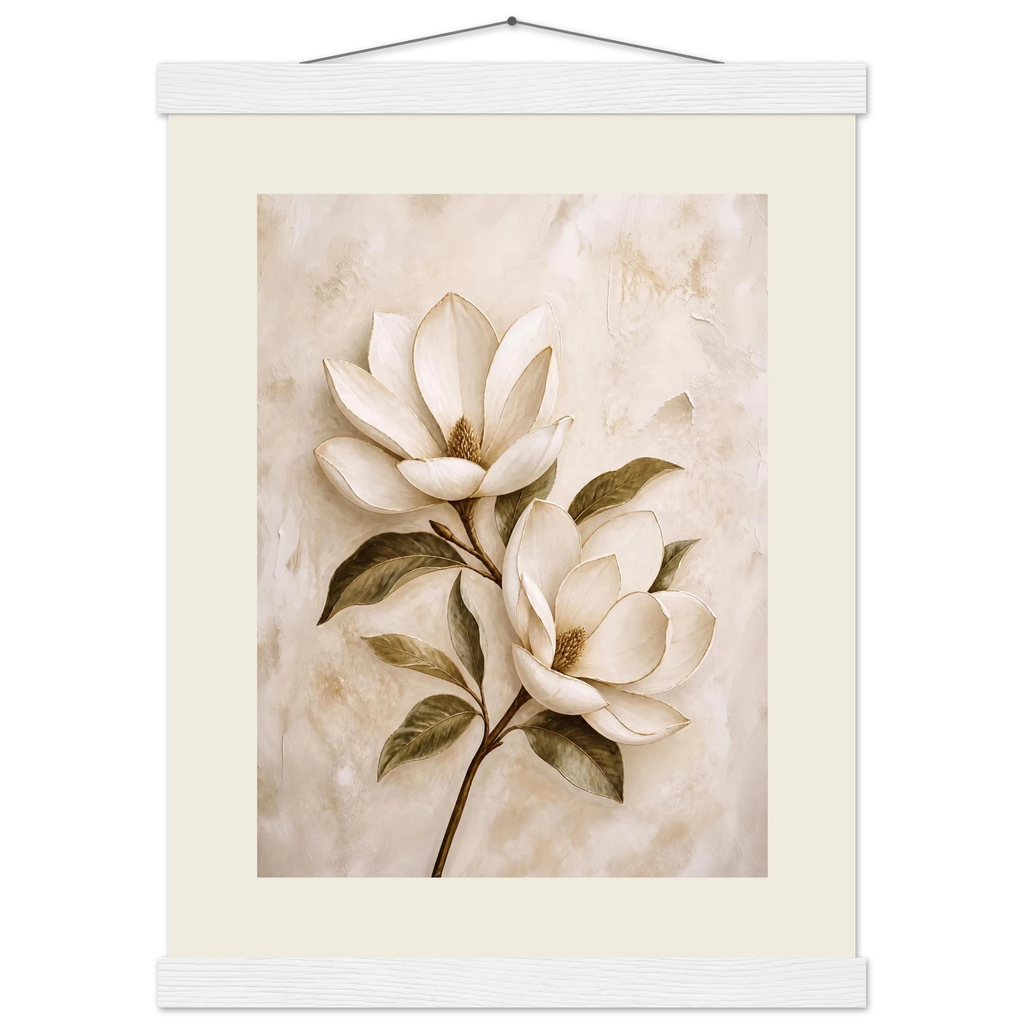 Gilded Magnolia: flowers and botanical. Museum-quality fine art poster.