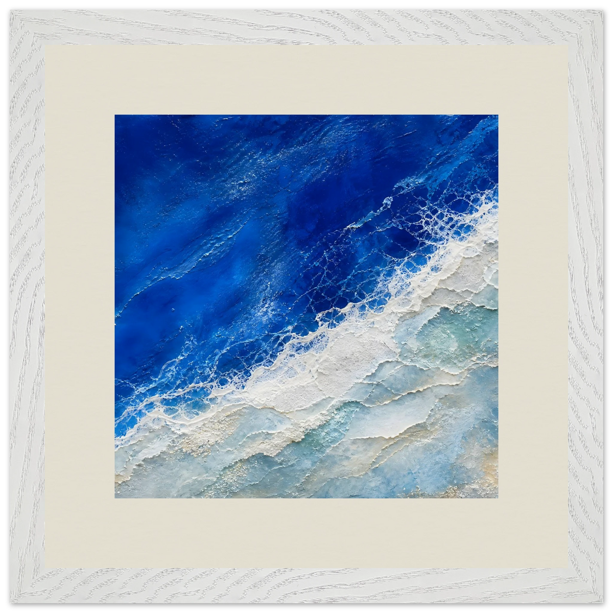 Cobalt Foam, abstract, cobalt and sea foam. Archival framed fine art print shown framed.