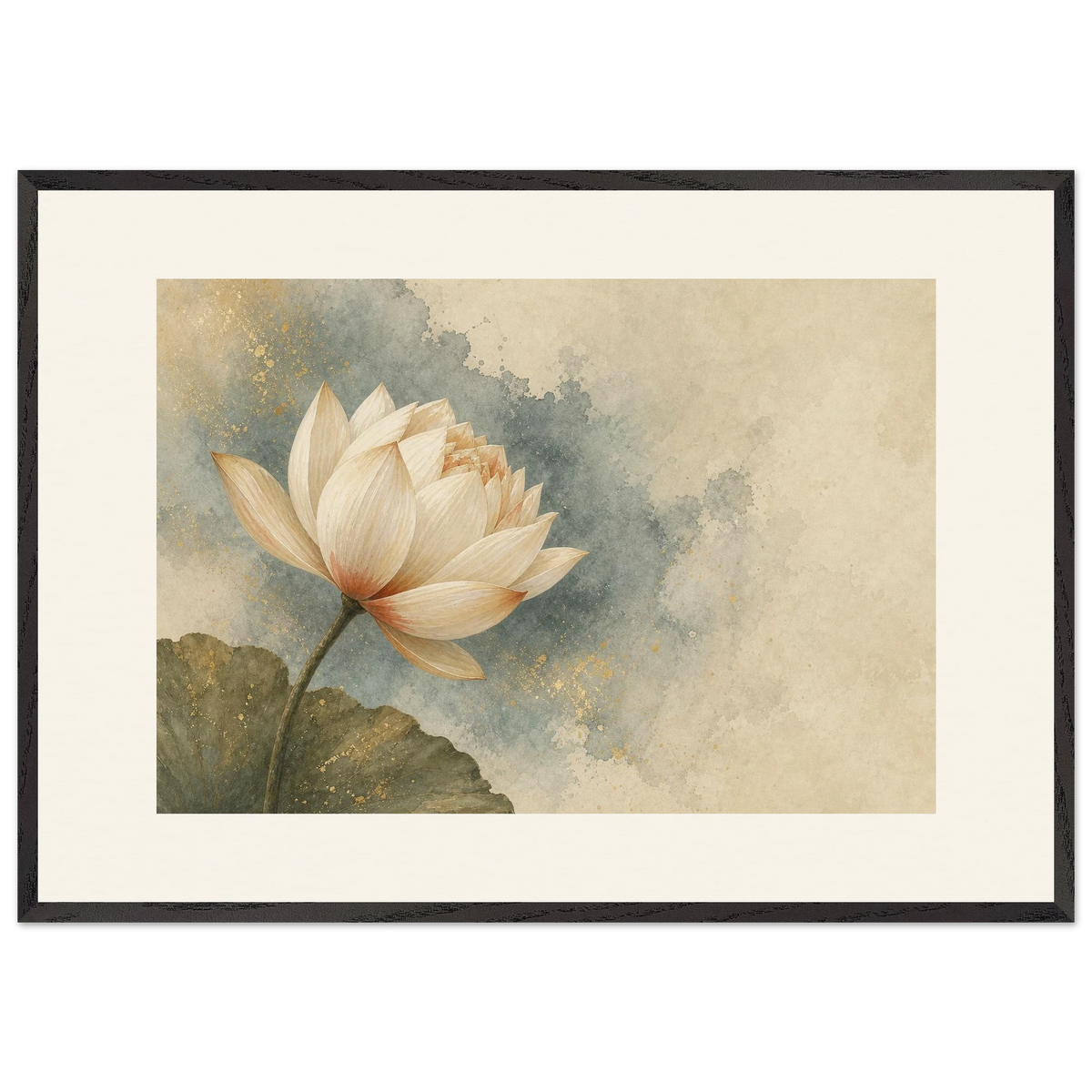 First Lotus Light: flowers and botanical. Framed fine art print by The Light Stays.
