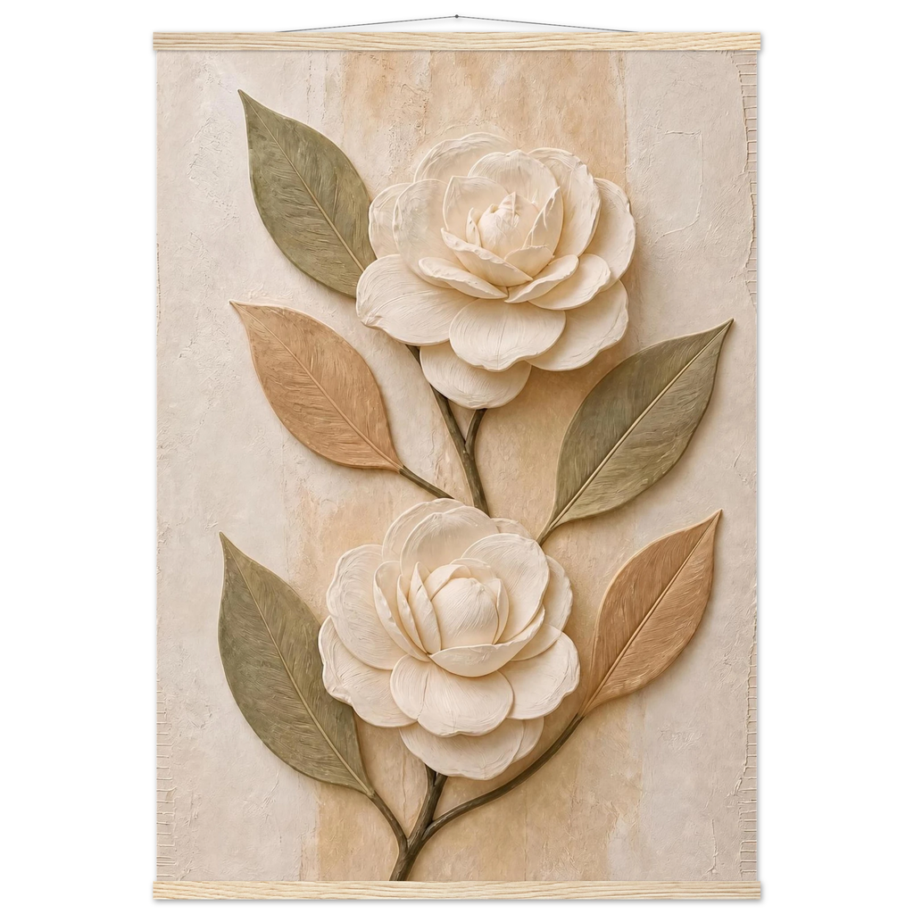 Carved Camellia: flowers and botanical. Fine art poster by The Light Stays.