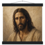 Pôster Kind Eyes com suporte de madeira, retrato sereno de Jesus em luz quente