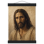 Pôster Kind Eyes com suporte de madeira, retrato sereno de Jesus em luz quente