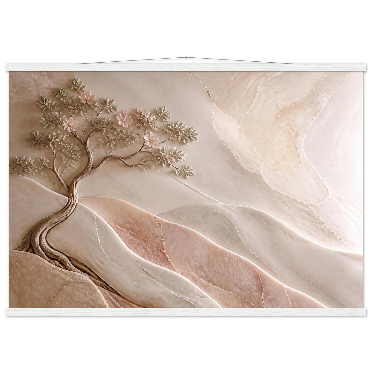 Stone Dawn, petra and siena. Archival fine art poster shown framed.