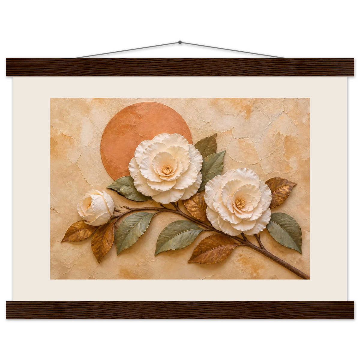 Camellia Eclipse: flowers and botanical. Fine art poster, alternate frame and size.