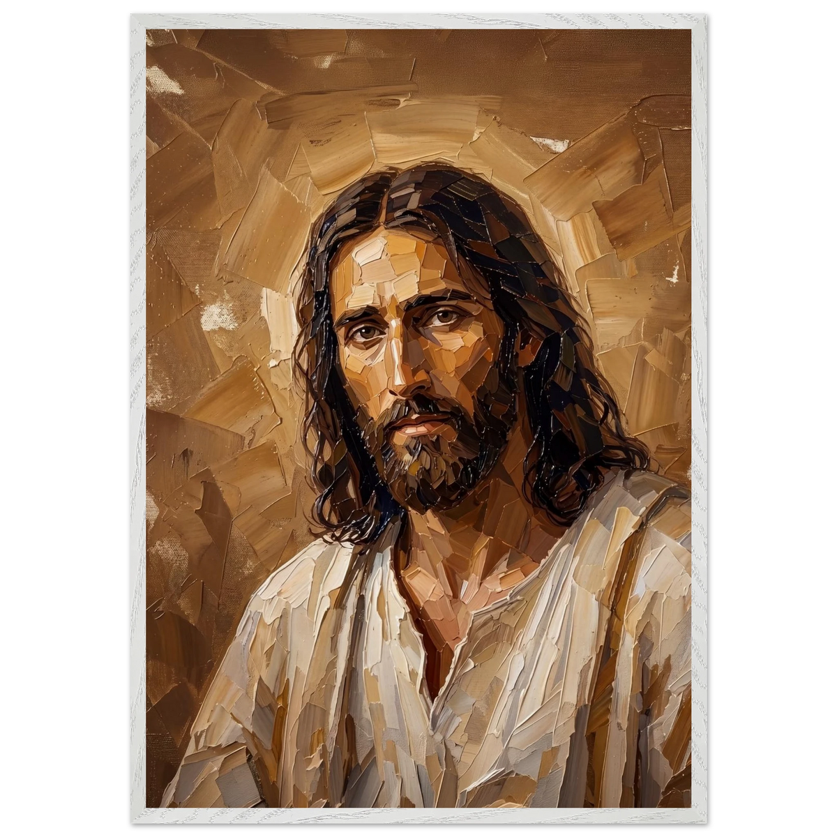 Kind Eyes: jesus, faith and serene gaze. Framed fine art print by The Light Stays.