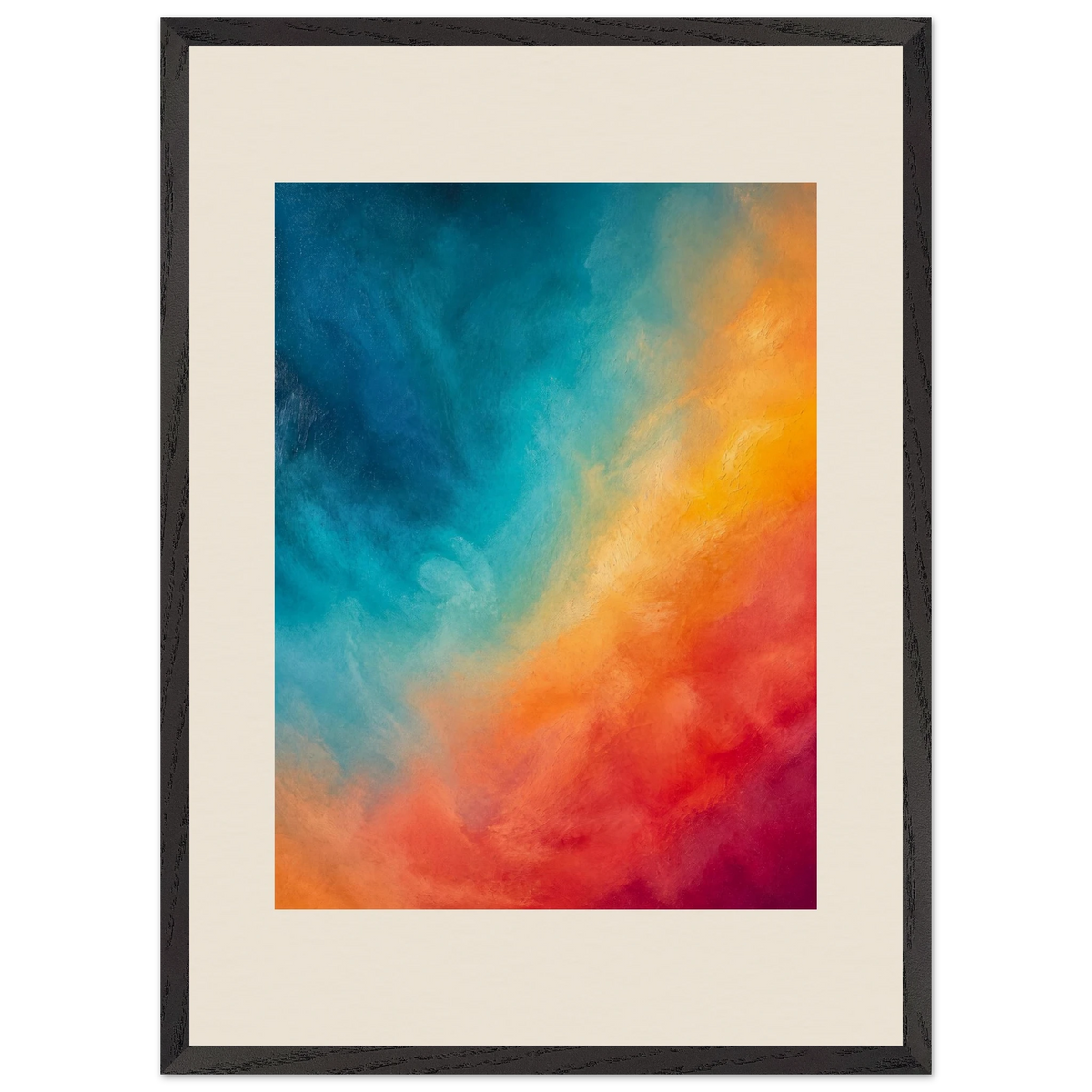 Teal and Orange: gradient, sea and dusk. Framed fine art print, alternate frame and size.