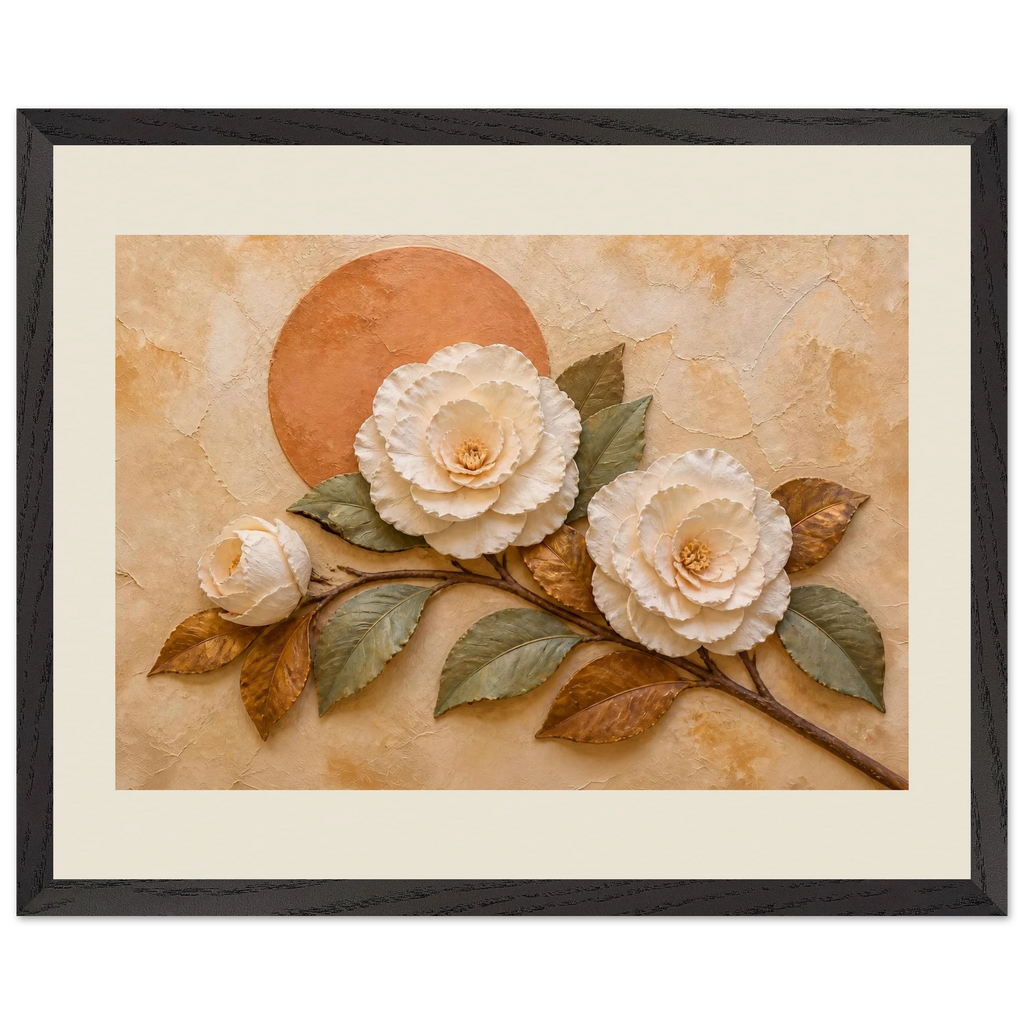 Camellia Eclipse: flowers and botanical. Framed fine art print by The Light Stays.