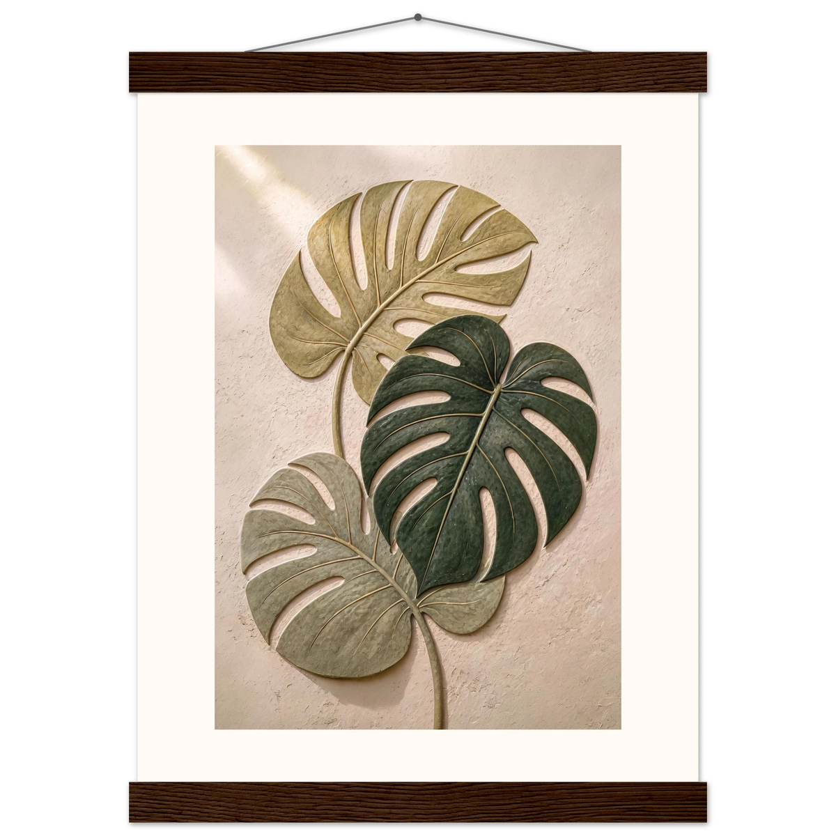 Stone Monstera: botanical and nature. Museum-quality fine art poster.