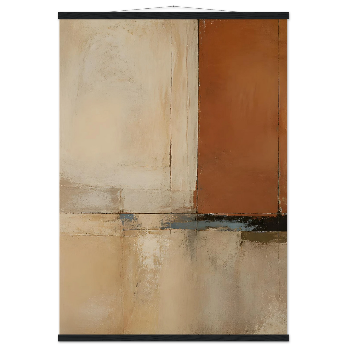 Terracotta Diptych, Panel I of II: two panels, terracotta and cream. Fine art poster, alternate frame and size.