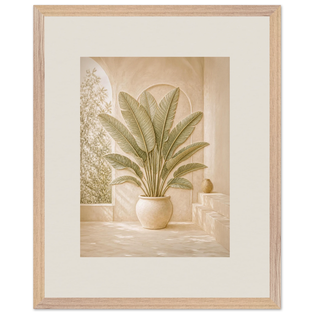 Courtyard Noon: landscape and sun. Framed fine art print, alternate frame and size.