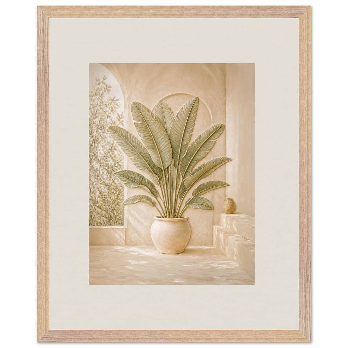 Courtyard Noon: landscape and sun. Framed fine art print, alternate frame and size.