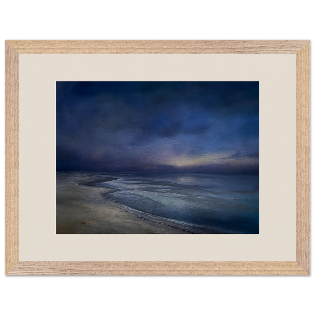 Blue Hour Shore: sea and coastal landscape. Framed fine art print by The Light Stays.