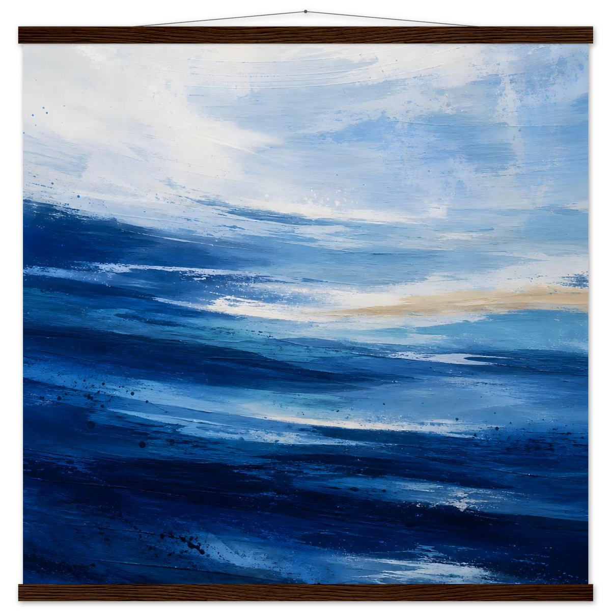 Atlantic Blue: coastline, ocean and texture. Fine art poster with wooden hanger by The Light Stays.