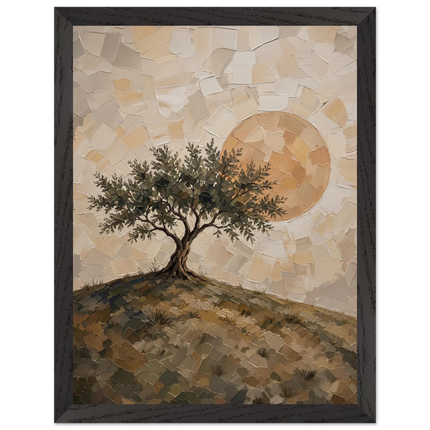 Olive Noon: hills, botanical and golden tones. Framed fine art print by The Light Stays.