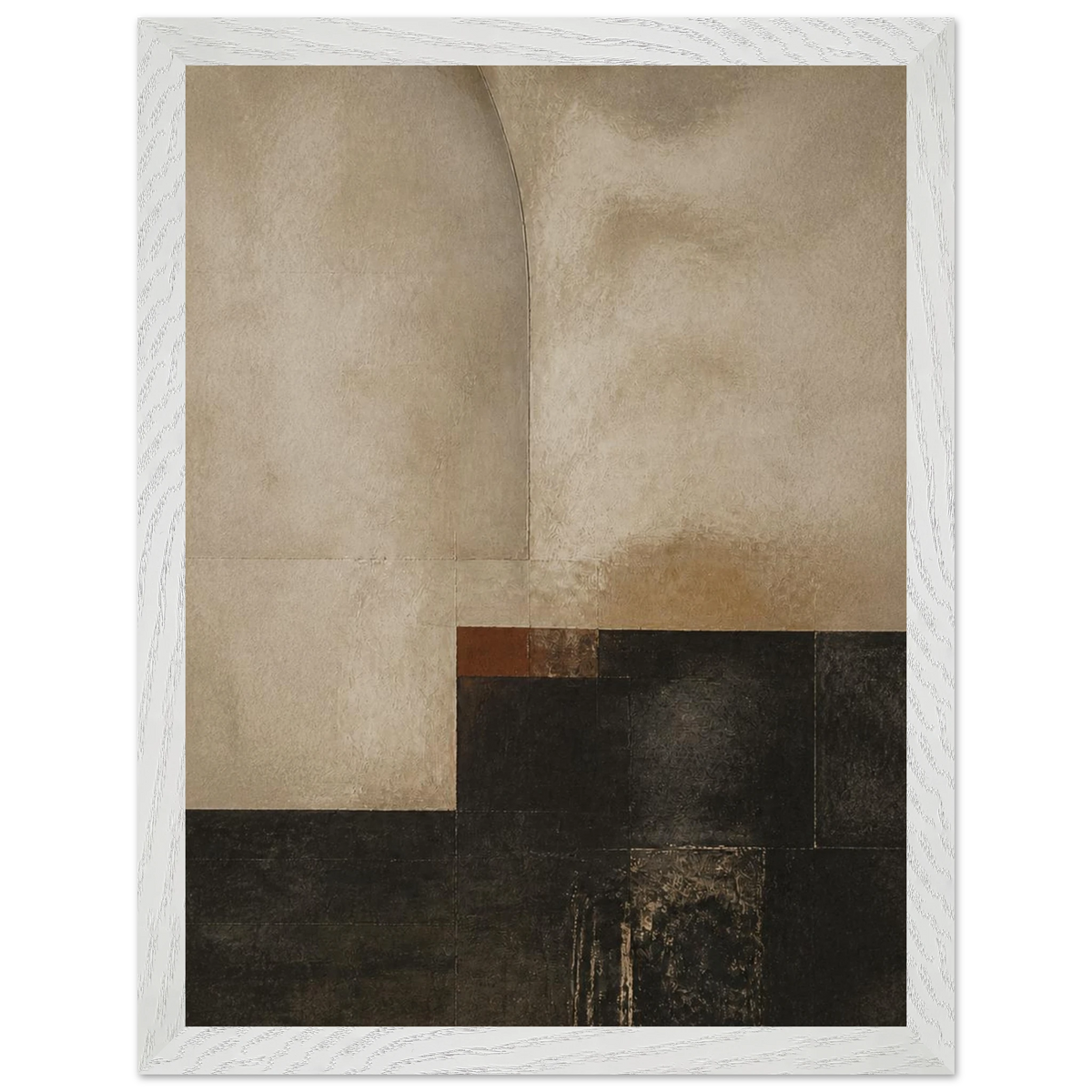Limewash Triptych, Panel III of III: abstract, mineral texture and neutral tones. Framed fine art print by The Light Stays.
