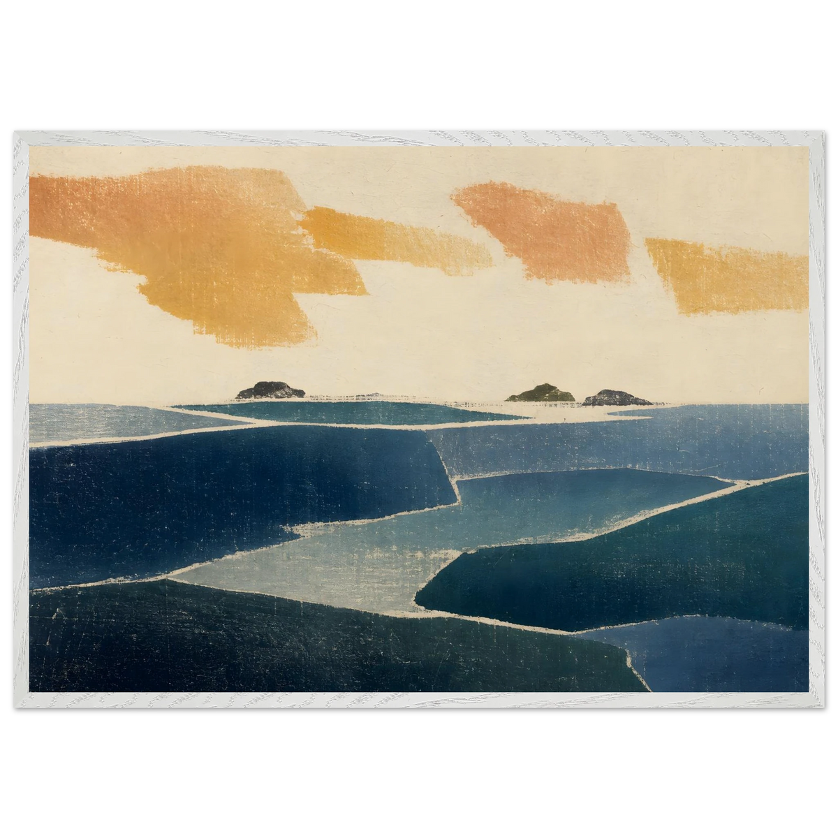 Amber and Indigo: abstract, coastline and color field. Framed fine art print by The Light Stays.