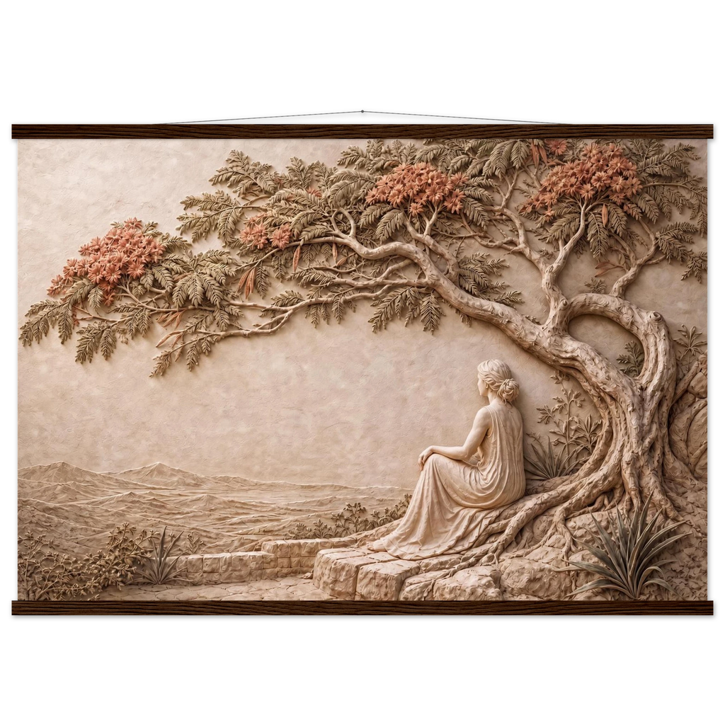 Under the Blossoms: petra and flora. Museum-quality fine art poster.
