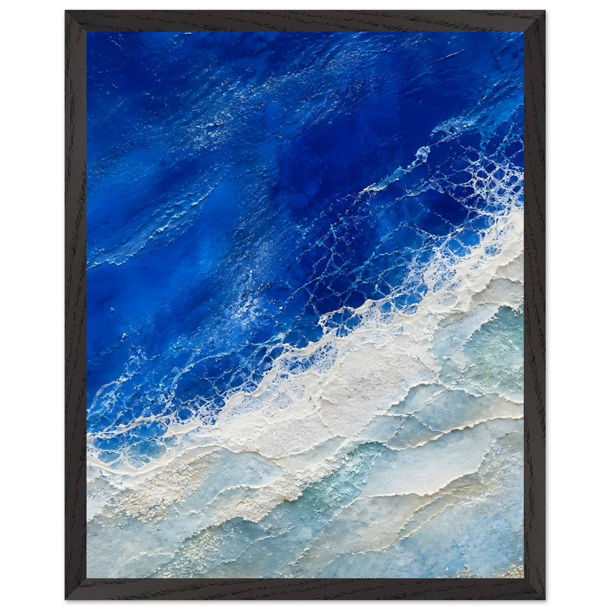 Cobalt Foam: abstract, cobalt and sea foam. Framed fine art print, alternate frame and size.