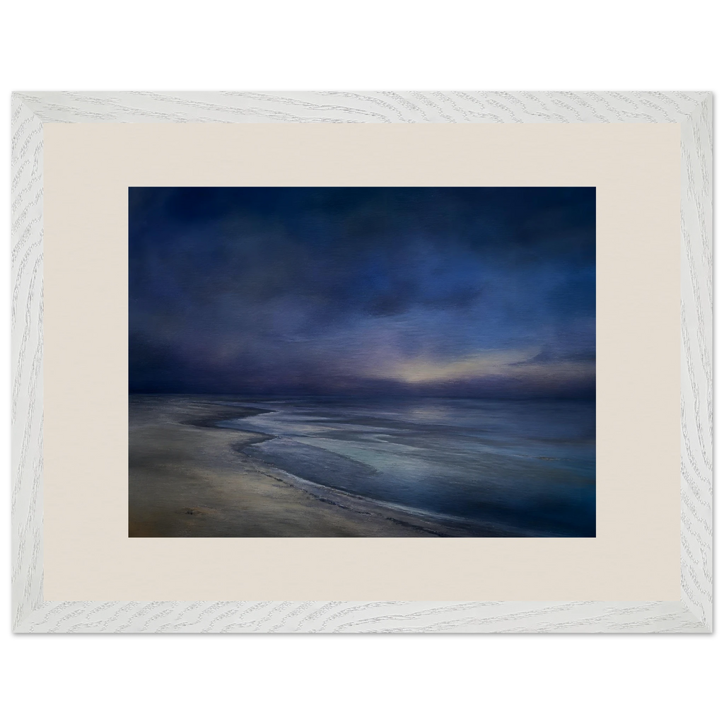 Blue Hour Shore: sea and coastal landscape. Museum-quality framed fine art print.