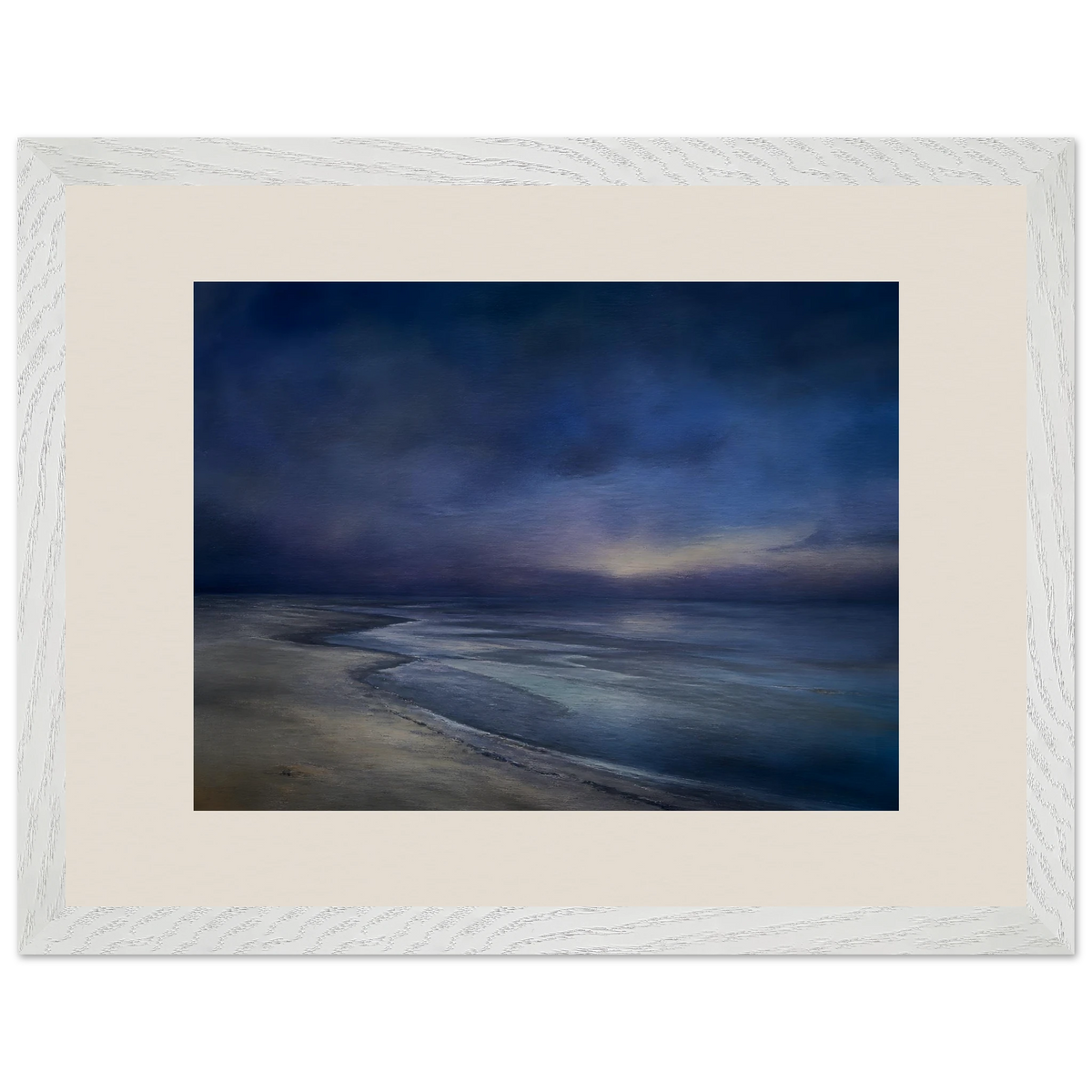 Blue Hour Shore: sea and coastal landscape. Museum-quality framed fine art print.