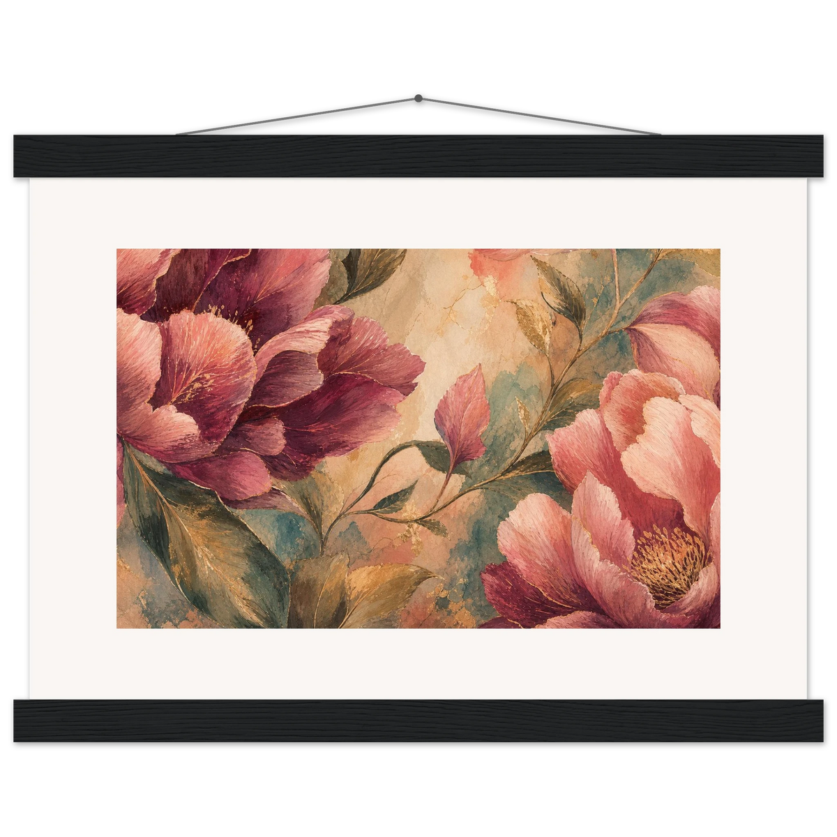 Crimson Peonies: flowers and botanical. Fine art poster by The Light Stays.