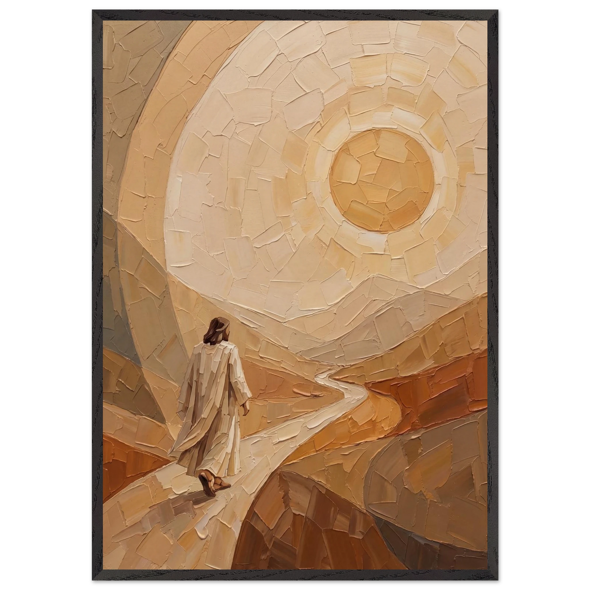 Lightfall: jesus, landscape and golden tones. Framed fine art print by The Light Stays.