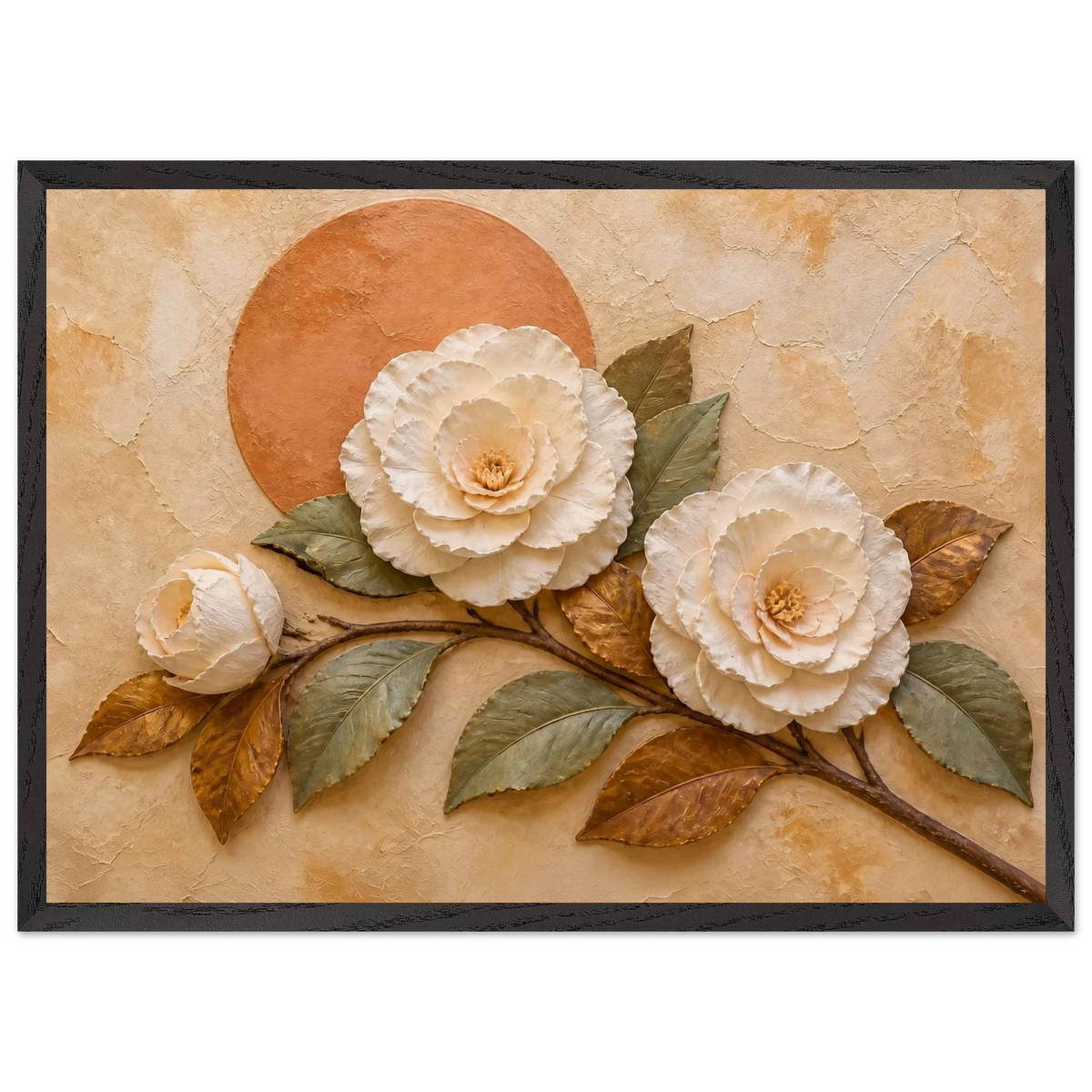 Camellia Eclipse: flowers and botanical. Museum-quality framed fine art print.
