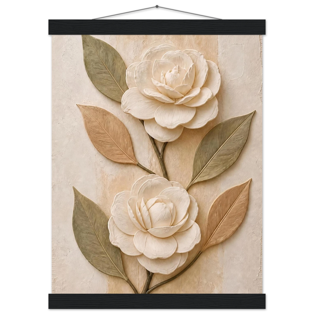 Carved Camellia: flowers and botanical. Fine art poster by The Light Stays.