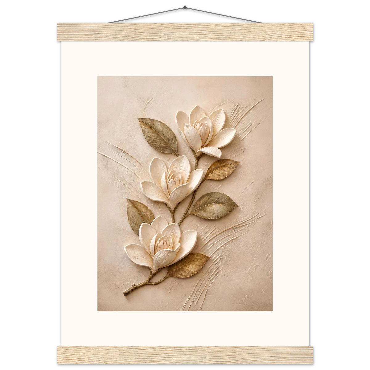 Magnolia Ascent: flowers and botanical. Fine art poster.