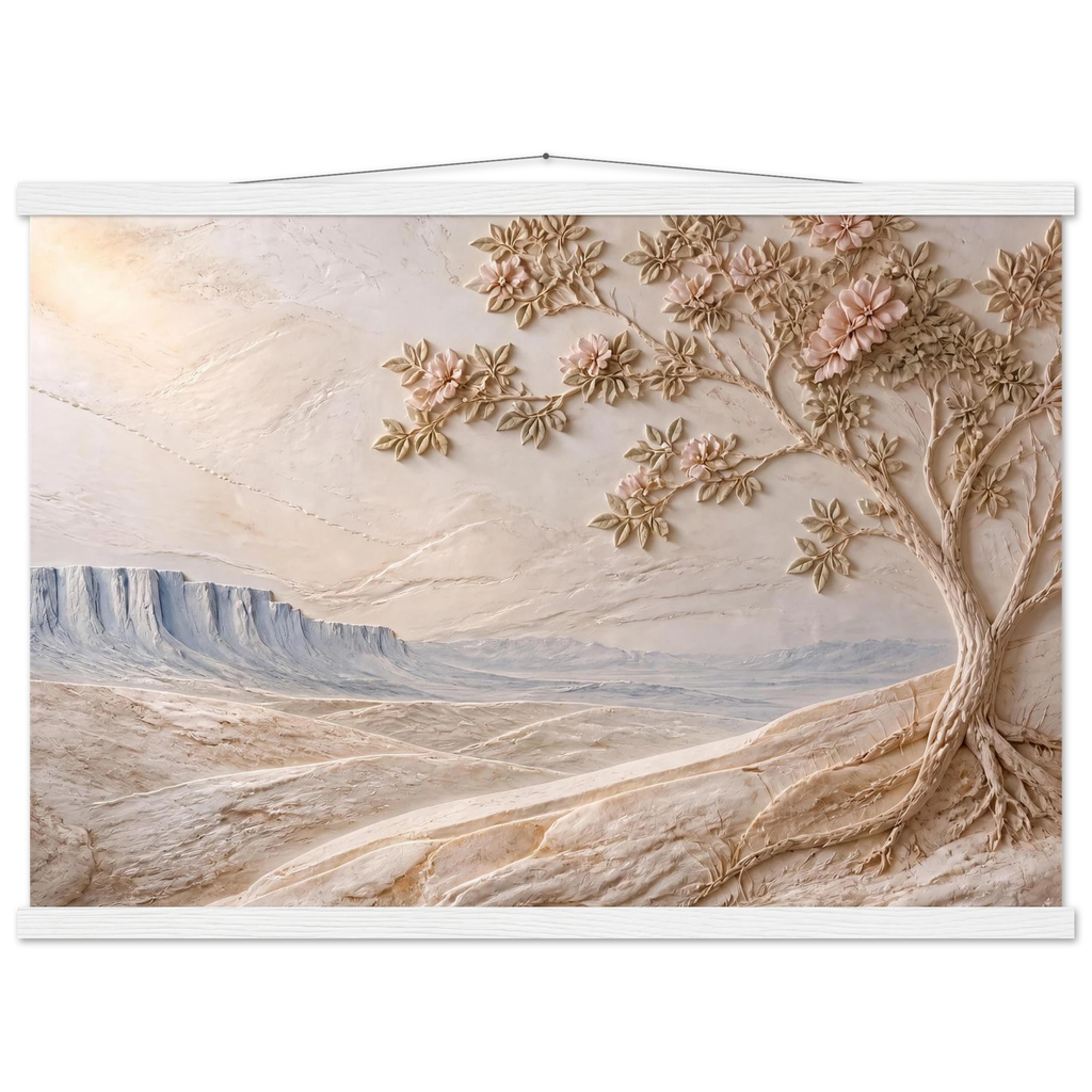Cliffside Bloom: petra and flora. Fine art poster by The Light Stays.