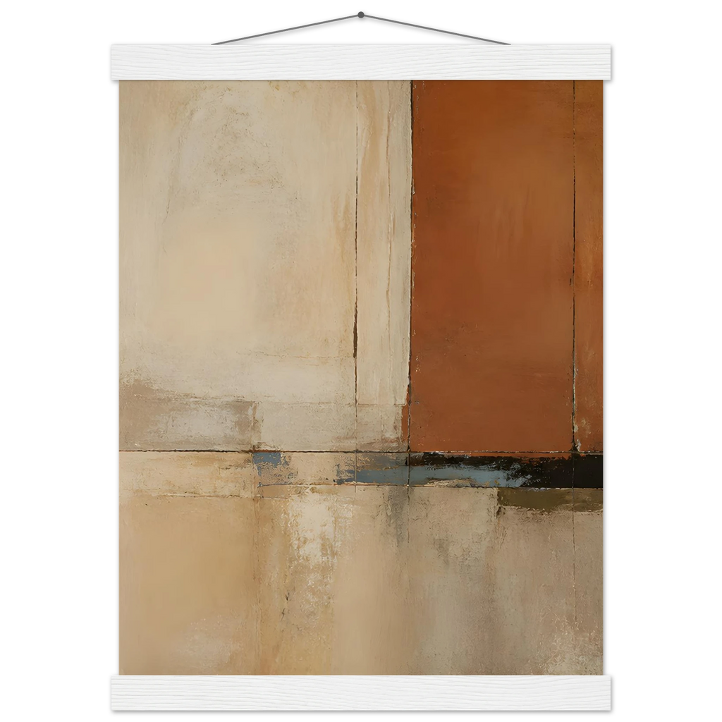 Terracotta Diptych, Panel I of II, two panels, terracotta and cream. Archival fine art poster shown framed.