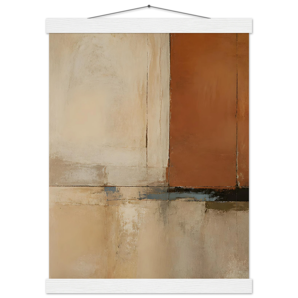 Terracotta Diptych, Panel I of II, two panels, terracotta and cream. Archival fine art poster shown framed.