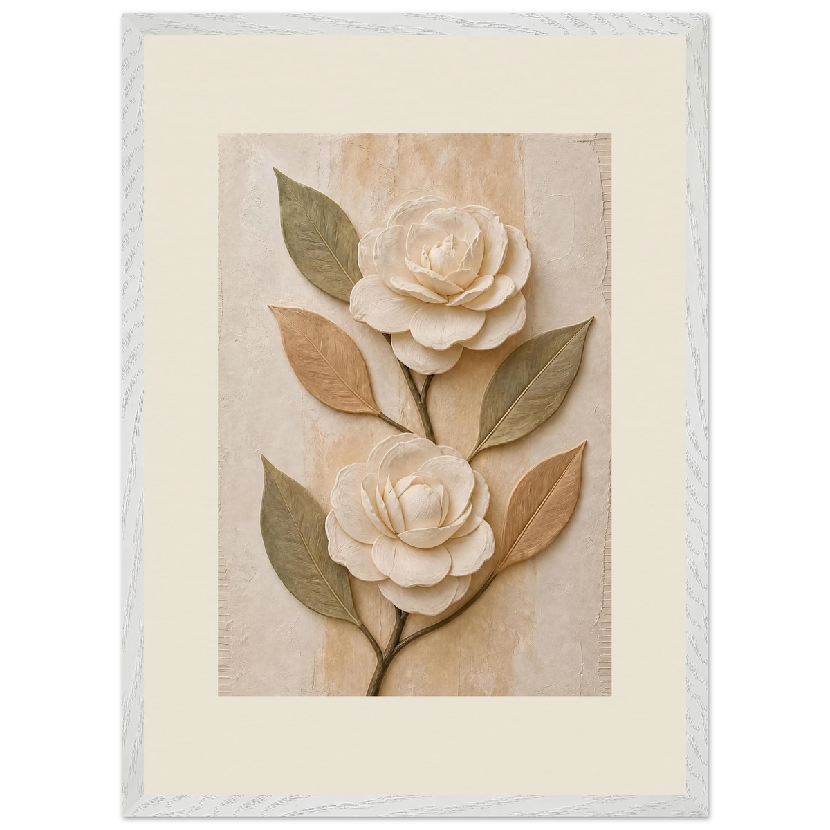 Carved Camellia: flowers and botanical. Framed fine art print by The Light Stays.