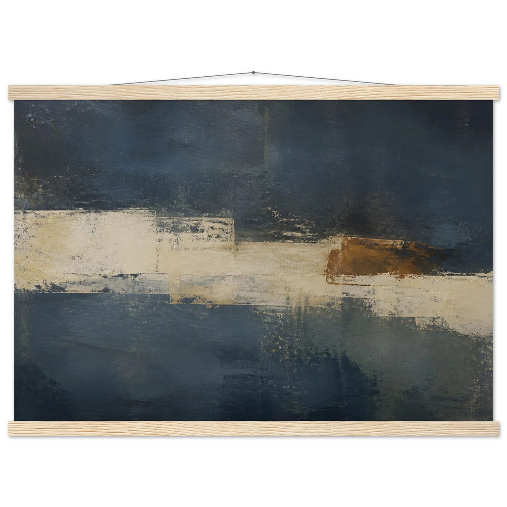 Ivory Crossing: abstract, ivory and serene lines. Fine art poster, alternate frame and size.