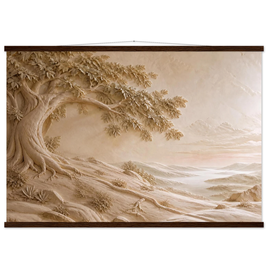Sandstone Dawn, lumen and siena. Archival fine art poster shown framed.