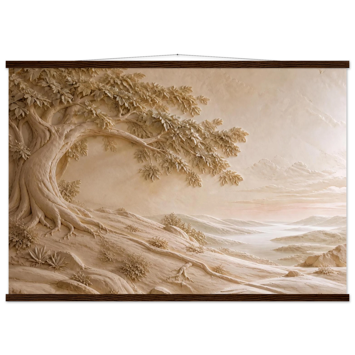 Sandstone Dawn, lumen and siena. Archival fine art poster shown framed.
