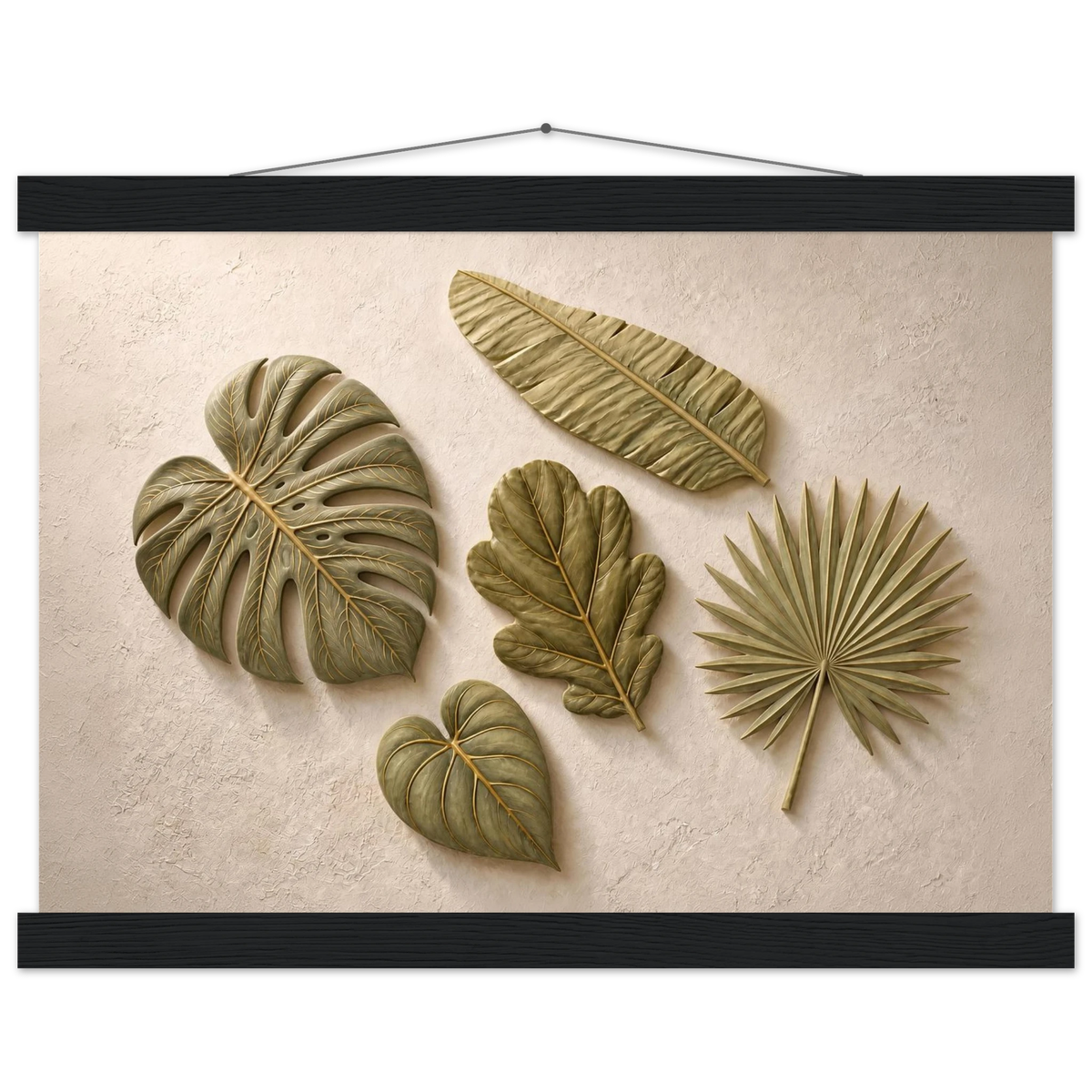 Green Constellation, botanical, green and loose rhythm. Archival fine art poster shown framed.