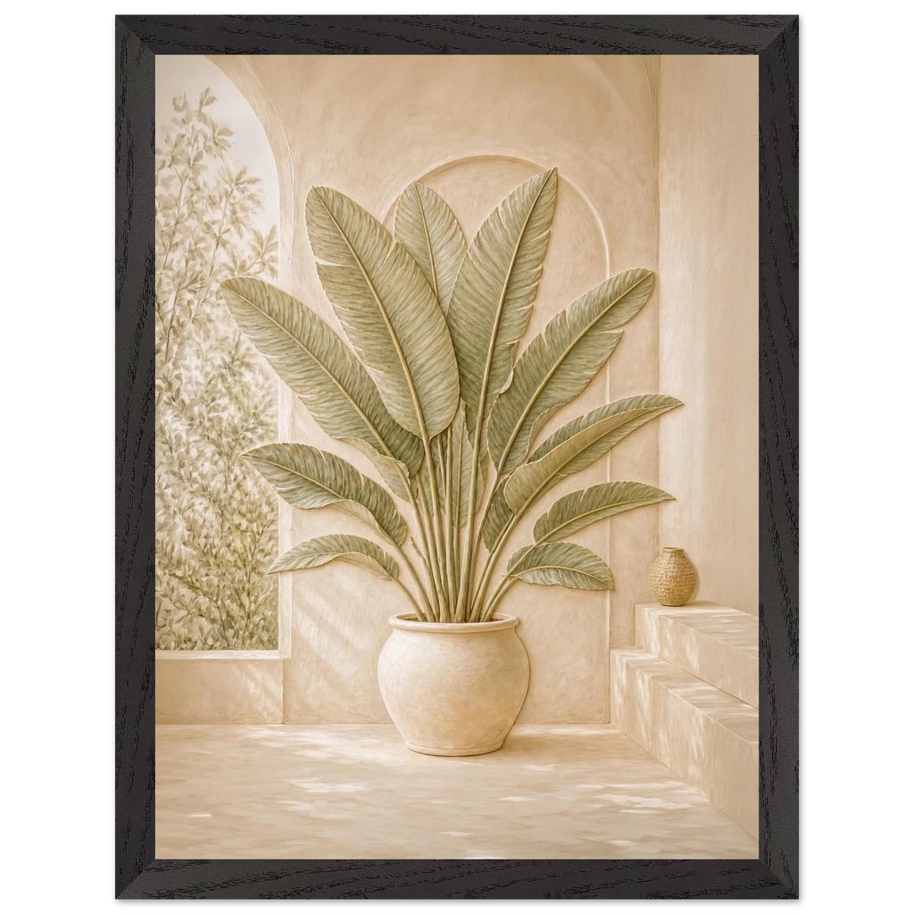 Courtyard Noon, landscape and sun. Archival framed fine art print shown framed.