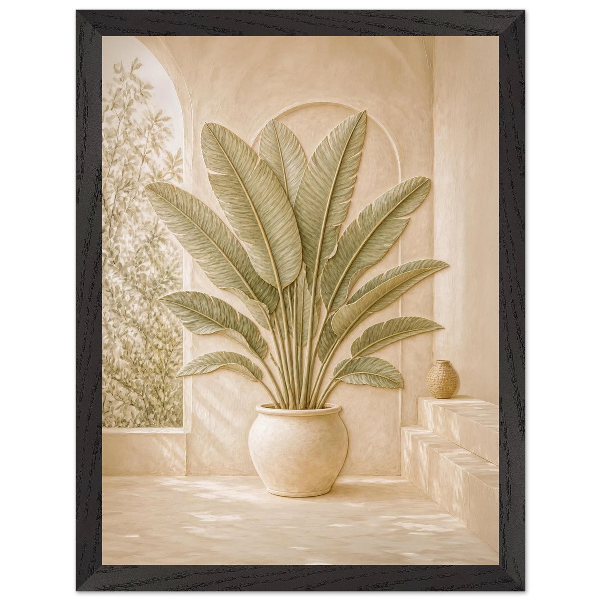 Courtyard Noon, landscape and sun. Archival framed fine art print shown framed.