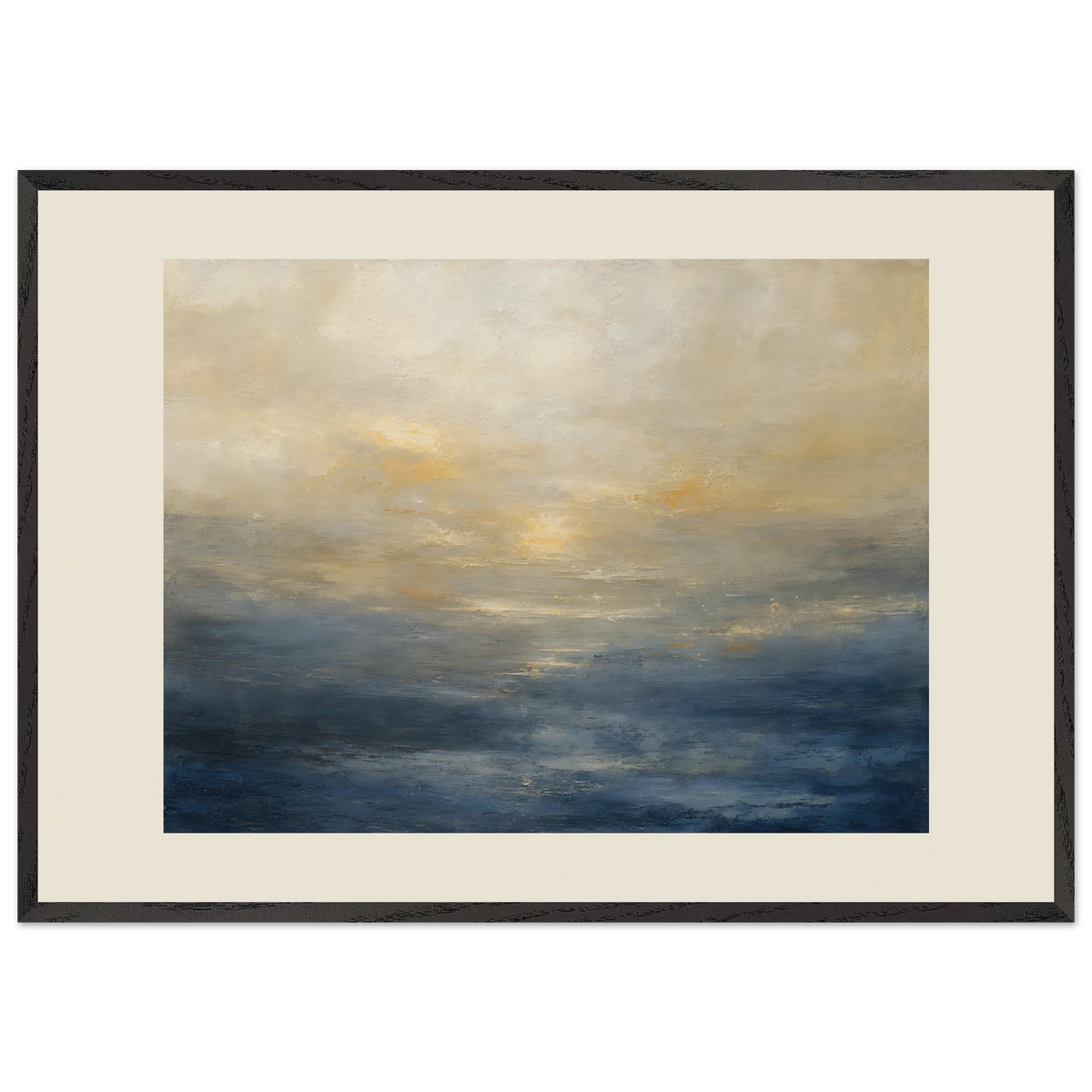 Golden Sea Mist: sea and coastal landscape. Framed fine art print, alternate frame and size.