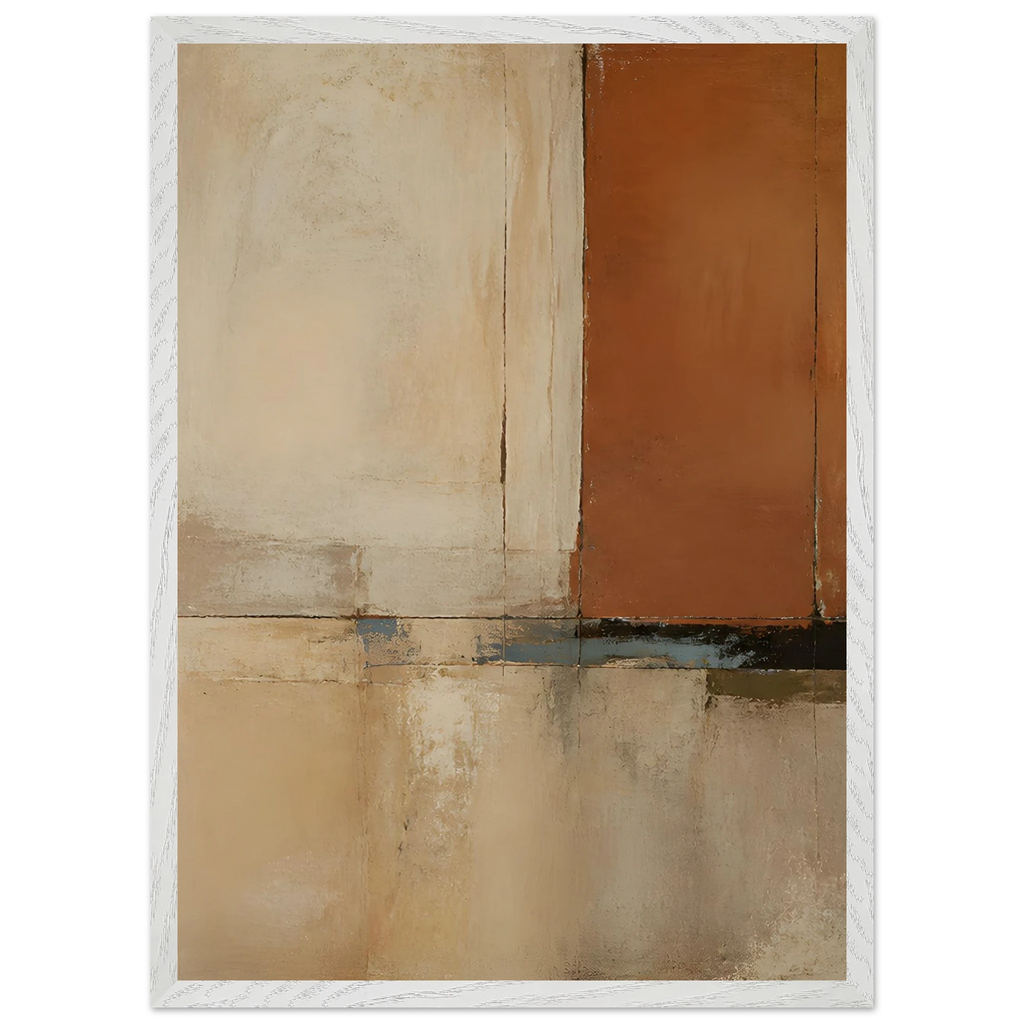 Terracotta Diptych, Panel I of II: two panels, terracotta and cream. Framed fine art print, alternate frame and size.