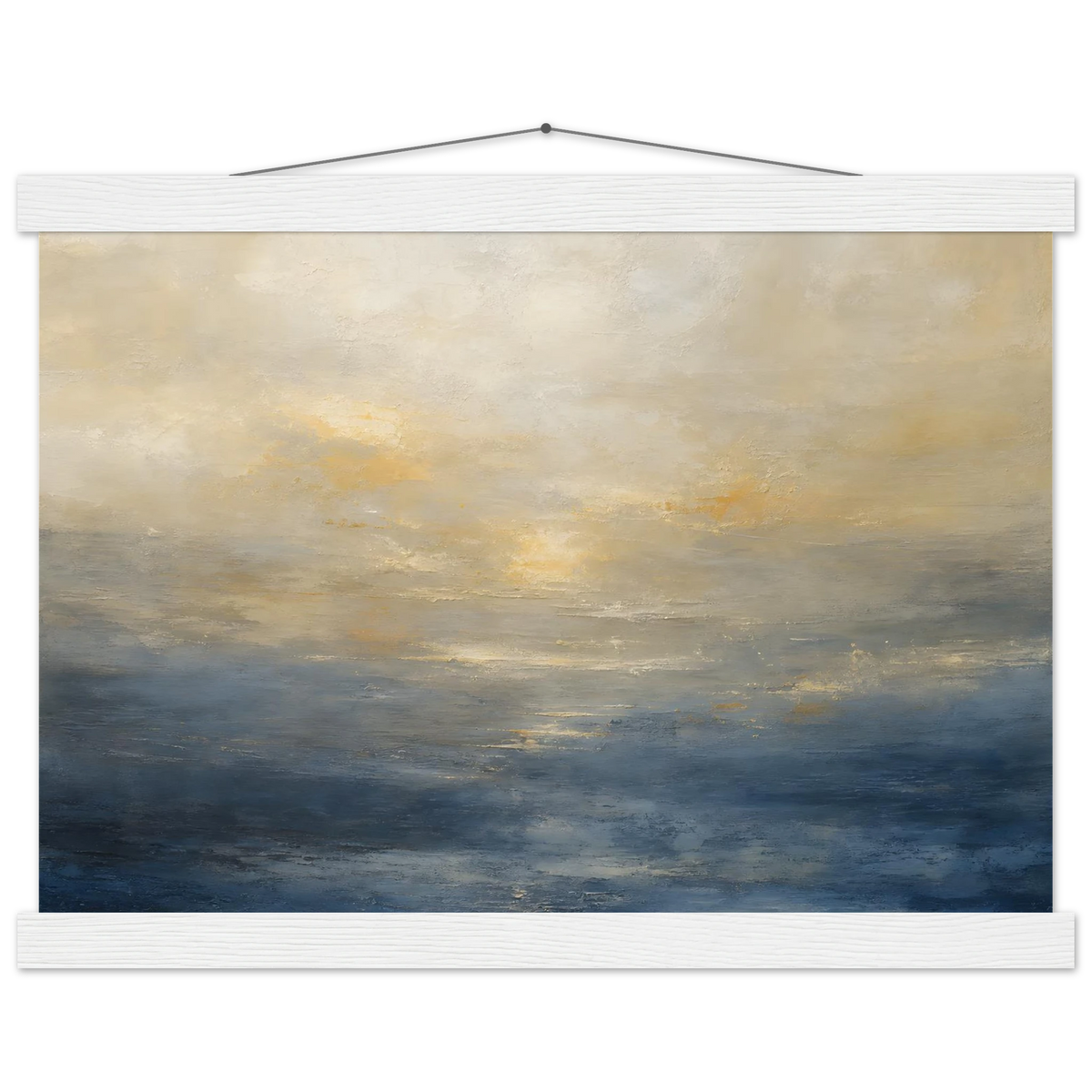 Golden Sea Mist, sea and coastal landscape. Archival fine art poster shown framed.