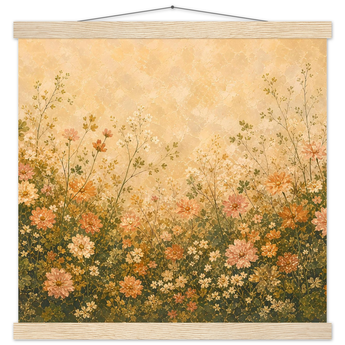 Petal Garden: flowers, botanical and abundance. Fine art poster with wooden hanger by The Light Stays.