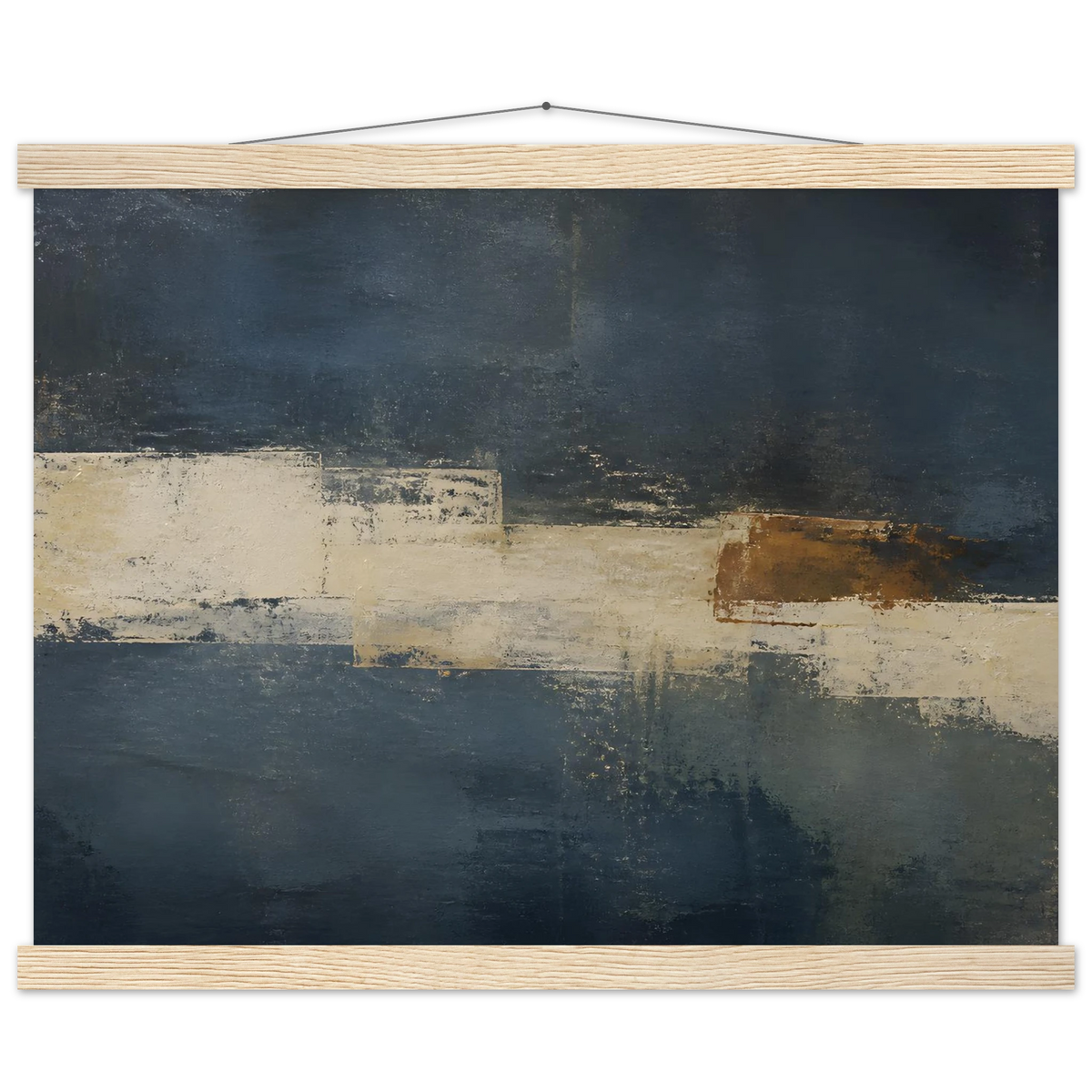 Ivory Crossing, abstract, ivory and serene lines. Archival fine art poster shown framed.