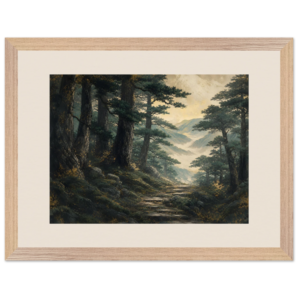 Cypress Passage: japanese art and japandi. Framed fine art print, alternate frame and size.